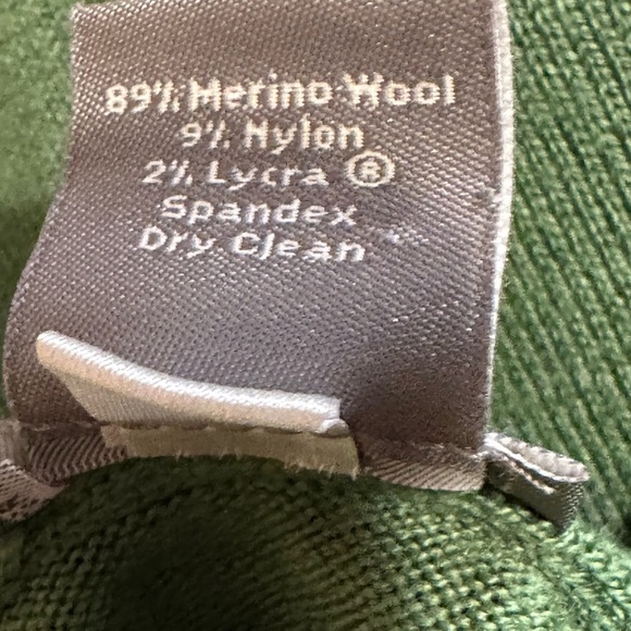 Ann Taylor Green Marino wool Blend Sweater Women's M Braided Boat Neck Chic Flaw - Picture 6 of 10